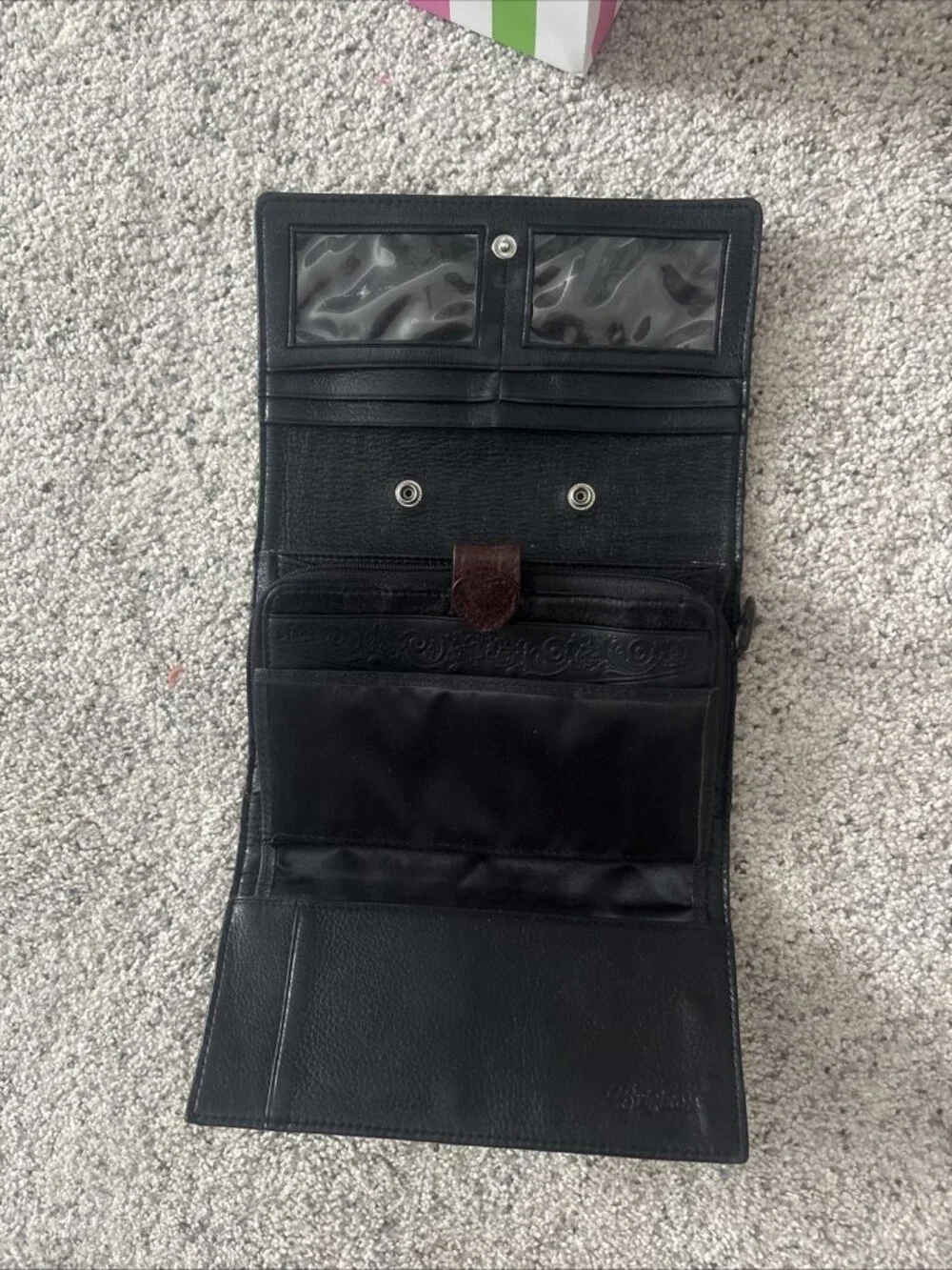Brighton Wallet Bifold Leather Alligator Card Organizer Checkbook Vintage Brown